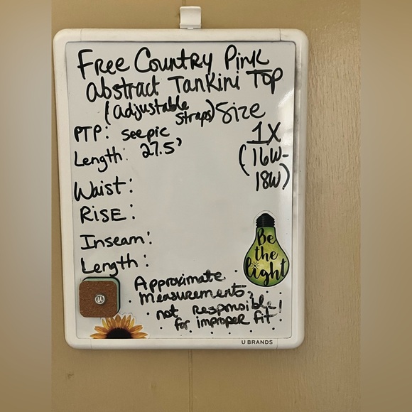 Free Country Vibrant Pink Abstract Tankini Top Size 1X (16W-18W) Beach Resort - Picture 16 of 17